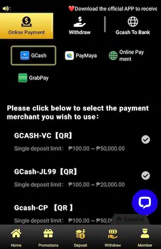 Step 2: Newbies, please choose GCash as the payment method and then choose 1 payment channel.