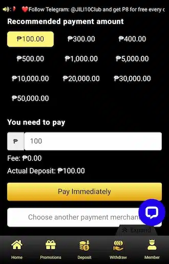 Step 3: Select the appropriate amount you want to make the payment for and click "Pay Immediately".